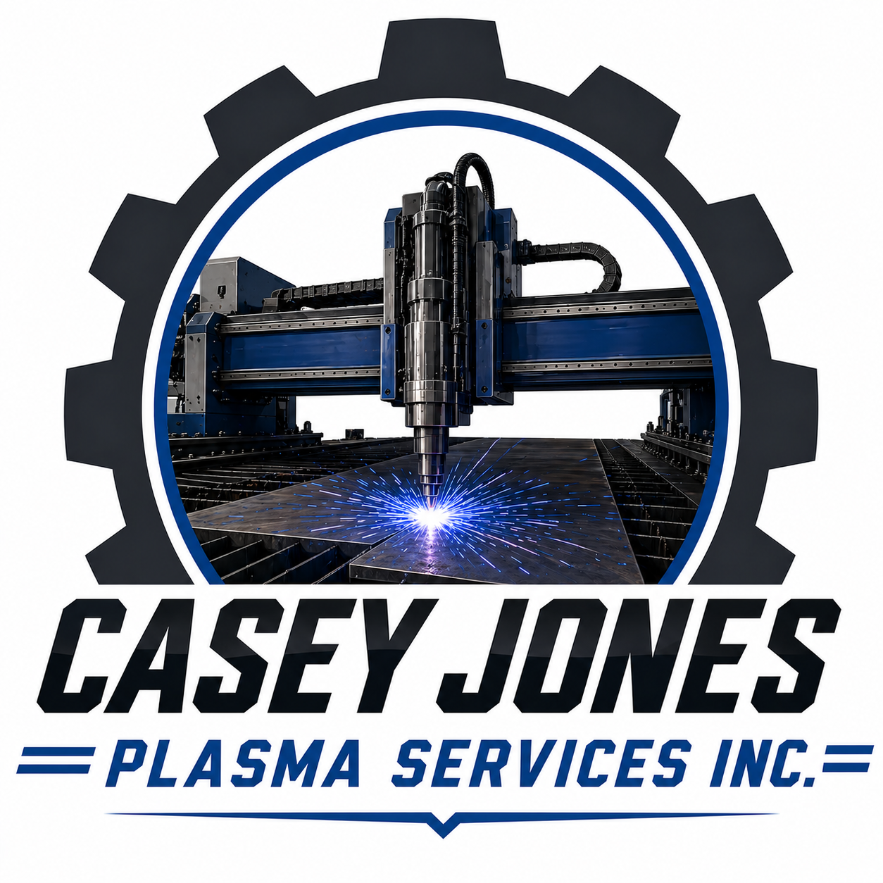 Casey Jones Plasma Services Inc. — CNC plasma cutting machine inside a gear